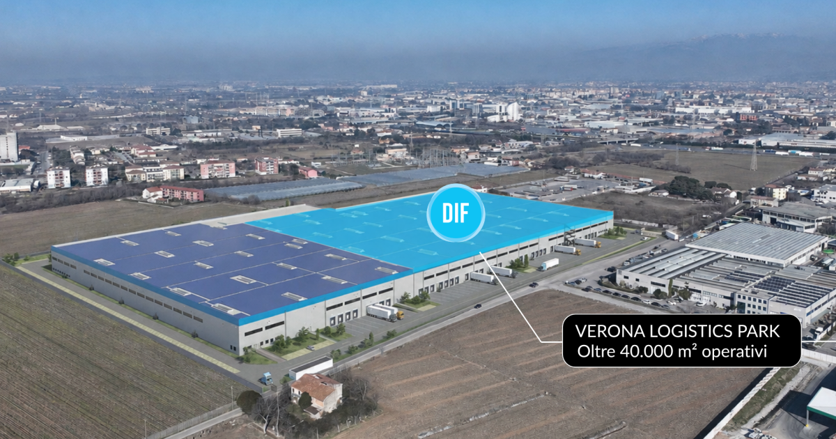 Hub logistico alimentare DIF Verona Logistics Park vista aerea