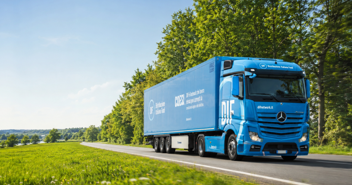 Hub logistico DIF Network per la distribuzione alimentare con flussi fisici e informativi connessi